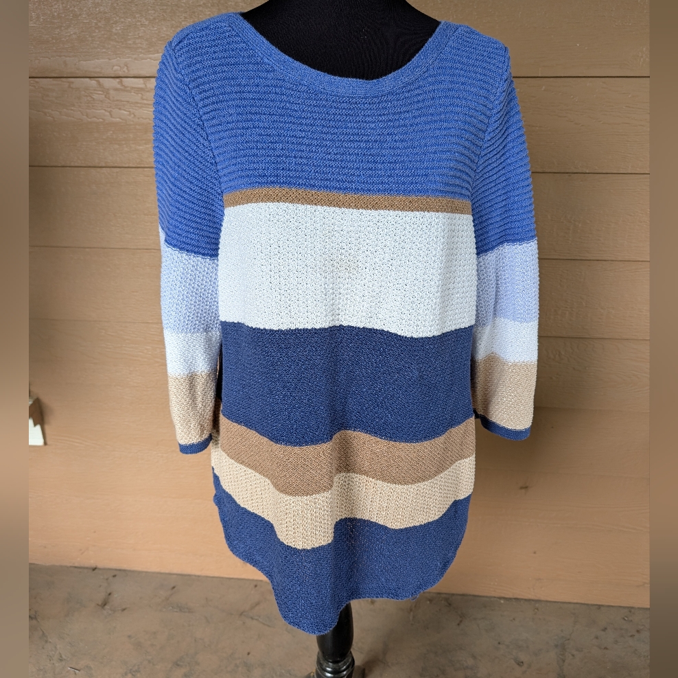 Chico's Multicolor Striped Crew Neck Sweater